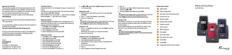 Doro Primo 413 quick start guide