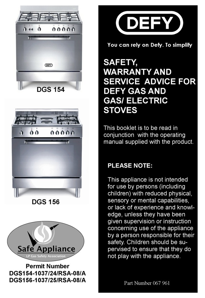 Defy DGS 154 Safety, warranty and service advice