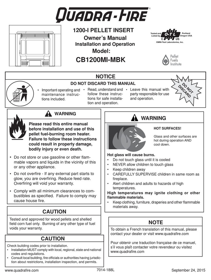 Quadra-Fire PELLET INSERT CB1200MI-MBK Owner's manual and installation instructions Quadra-Fire PELLET INSERT CB1200MI-MBK Owner's manual and installation instructions