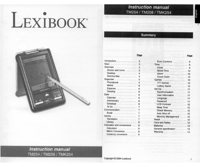 LEXIBOOK TM254 instruction manual