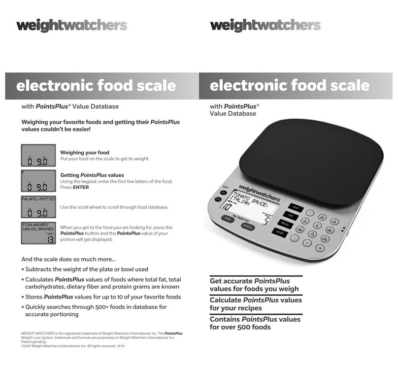 Weight Watchers PointsPlus Value Database user manual