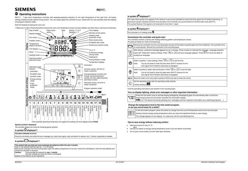 Siemens REV17 Series operating instructions
