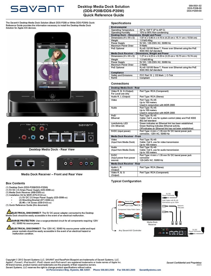 Savant DDS-P20B User manual