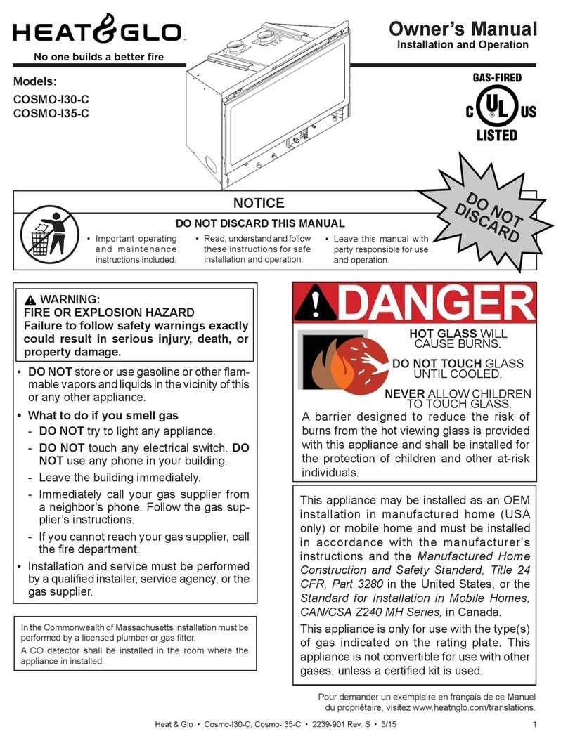 Heat & Glo COSMO-I30-C User manual