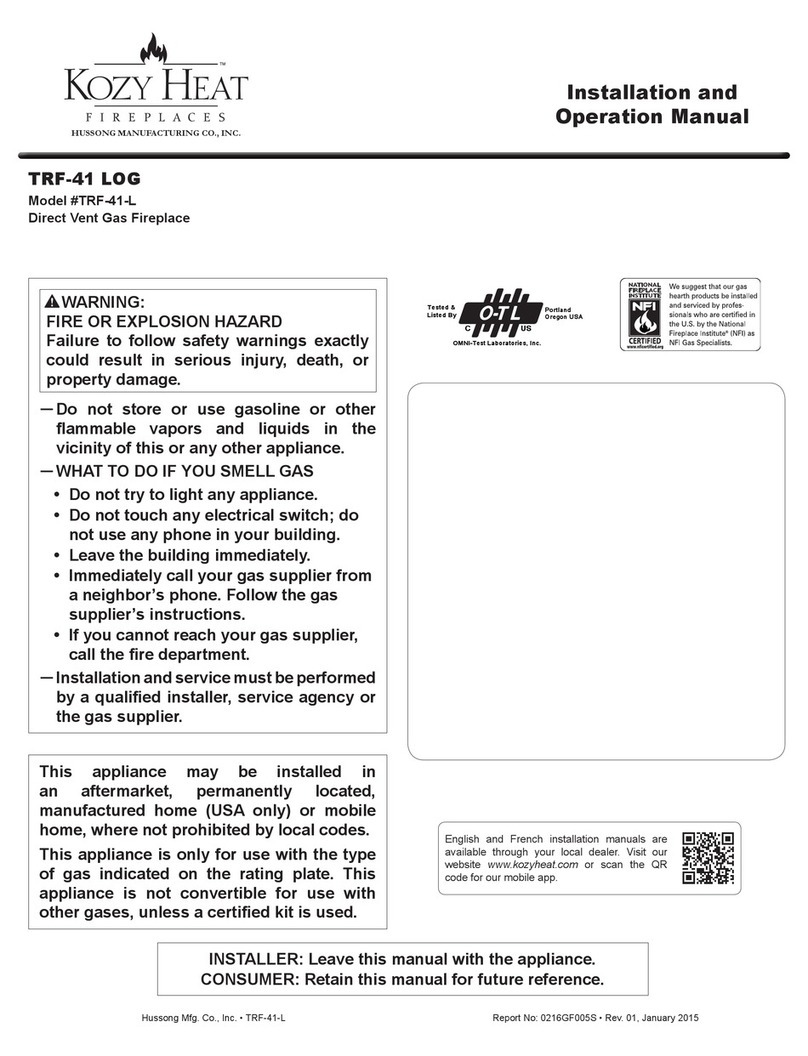 kozy heat TRF-41 LOG User manual