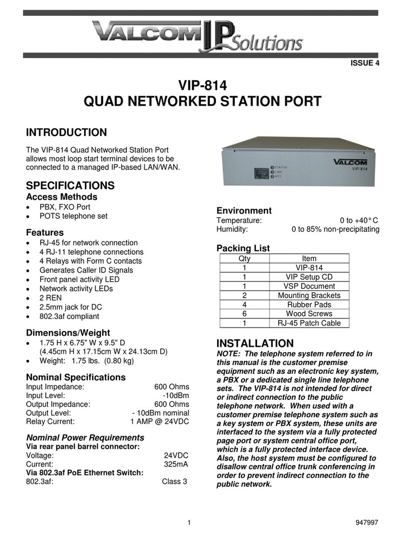 Valcom VIP-814 installation manual