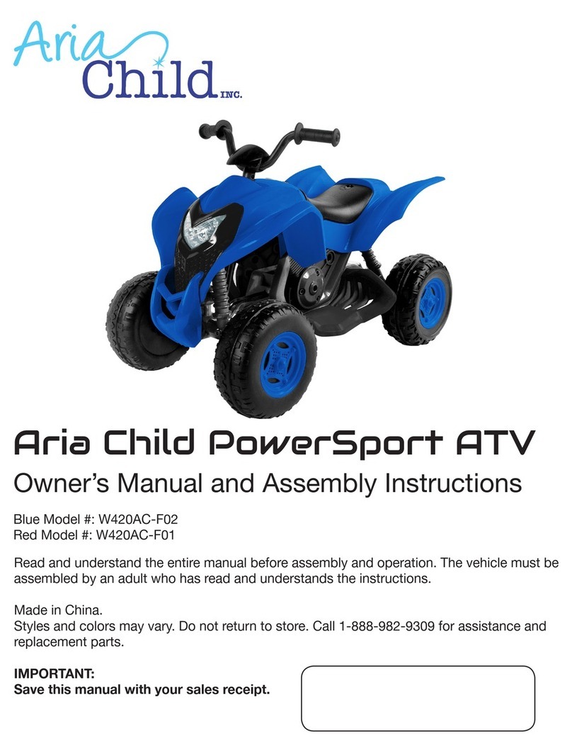 Aria Child PowerSport W420AC-F01 Owner's manual and assembly instructions Aria Child PowerSport W420AC-F01 Owner's manual and assembly instructions