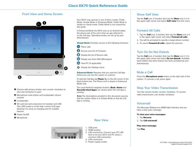 Cisco TelePresence DX70 Quick reference guide