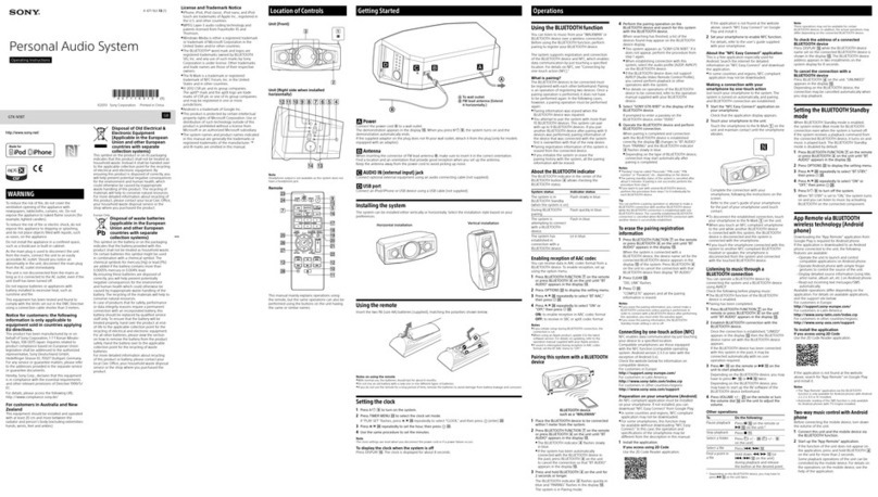 Sony GTK-N1BT User manual