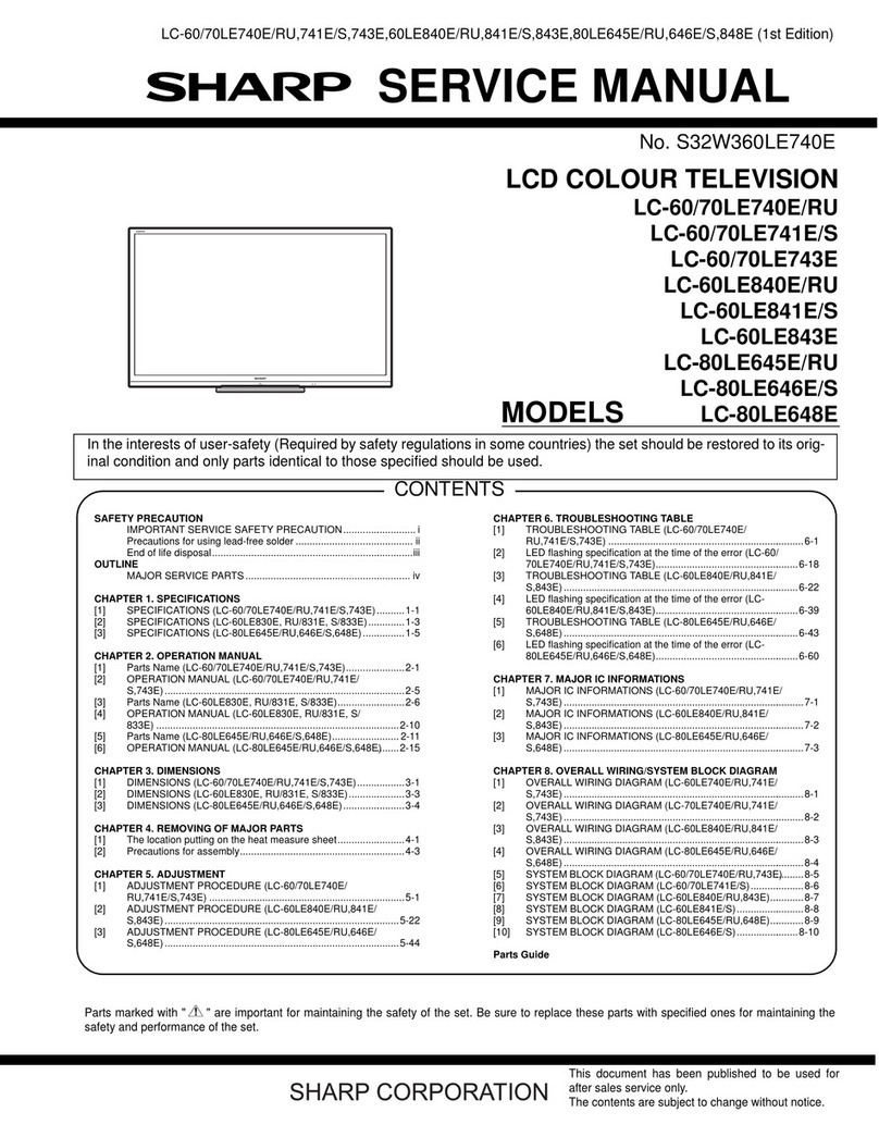 Sharp AQUOS LC-70LE740E User manual