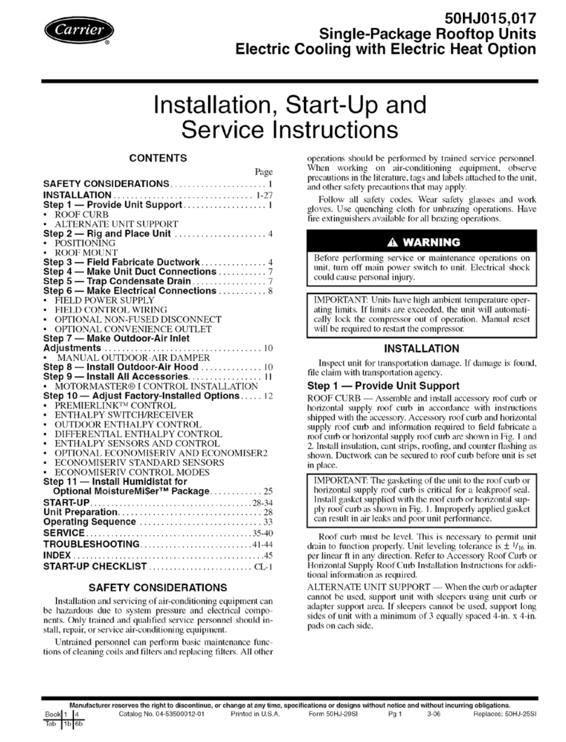 Carrier 50HJ015 Dimensions and installation guide