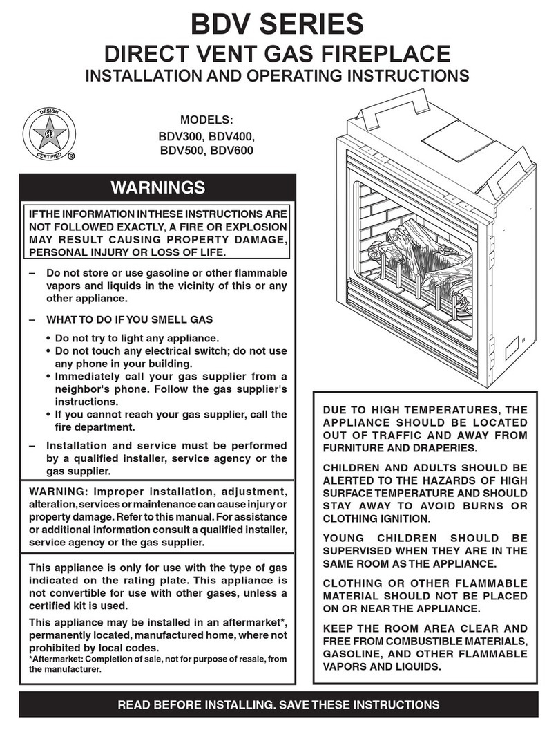 Monessen Hearth Direct Vent Gas Fireplace BDV300 User manual