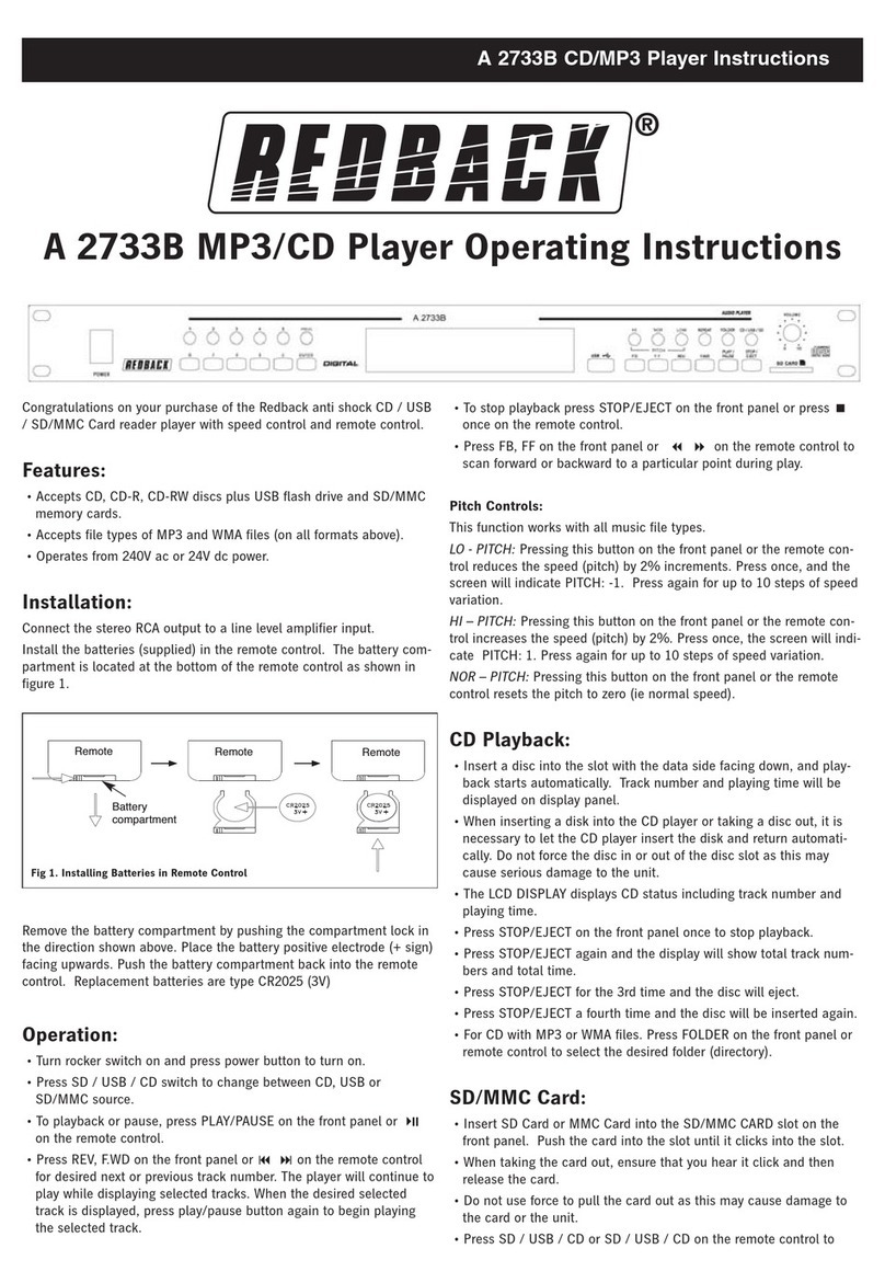 Redback A 2733B operating instructions