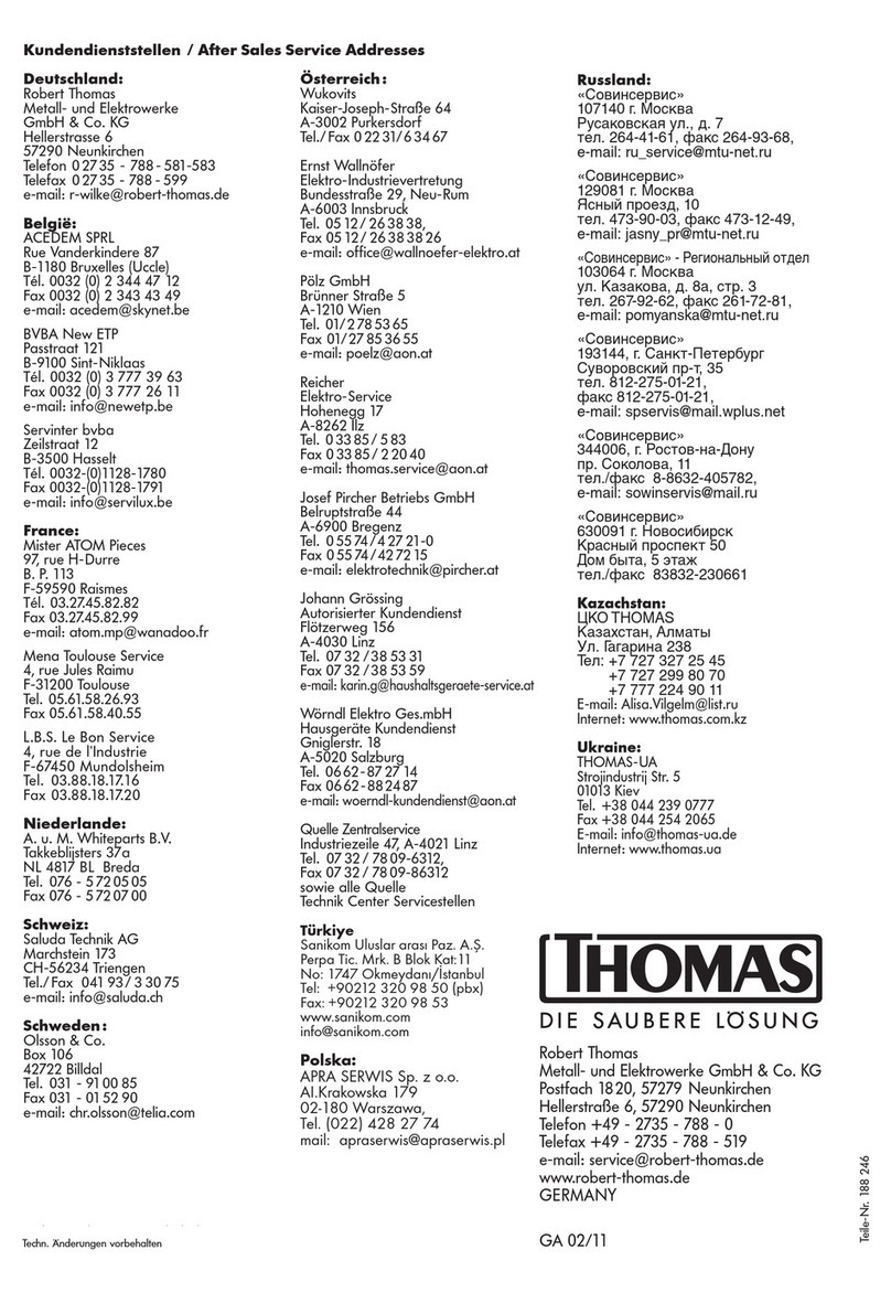 Thomas Hygiene Plus T2 Instructions for use