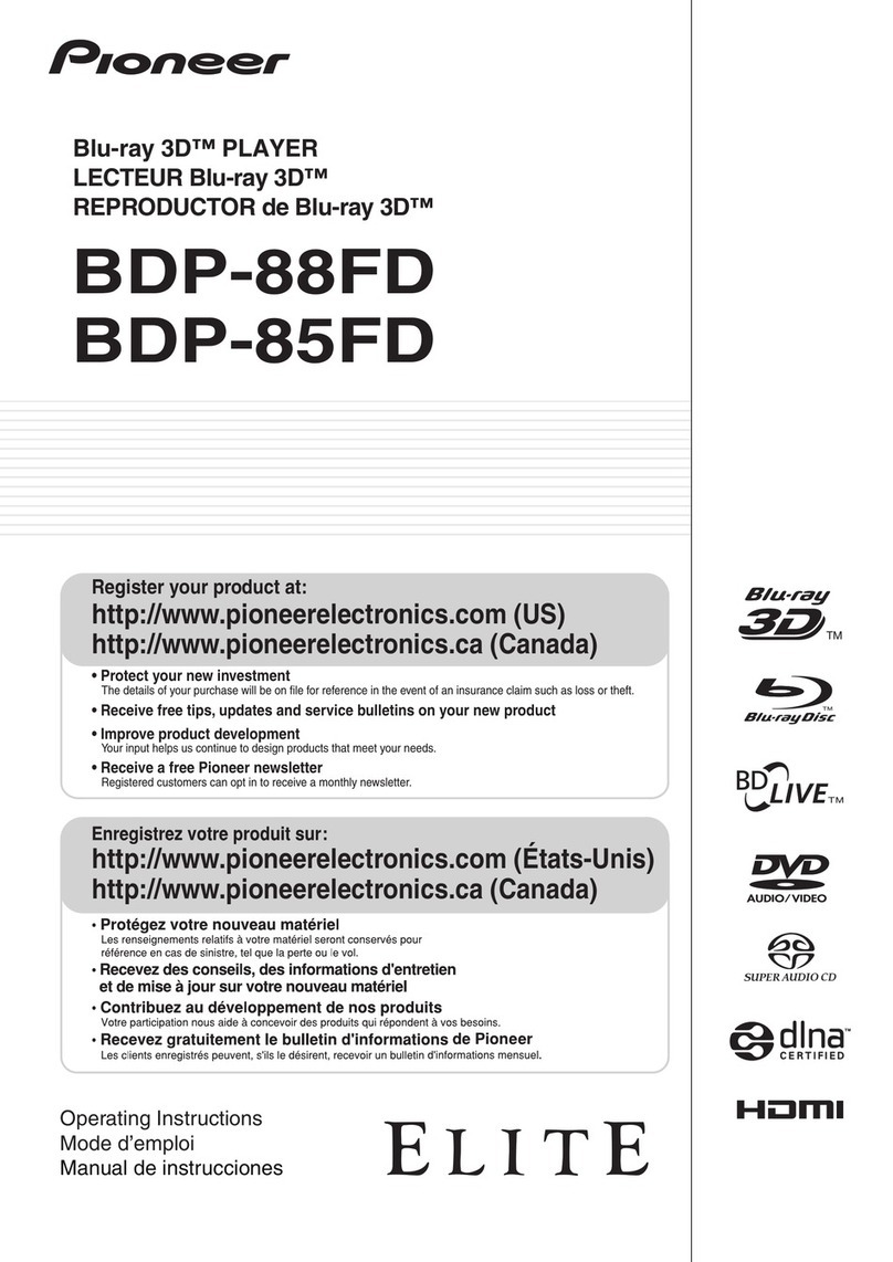 Pioneer ELITE Blu-ray Disc BDP-88FD User manual