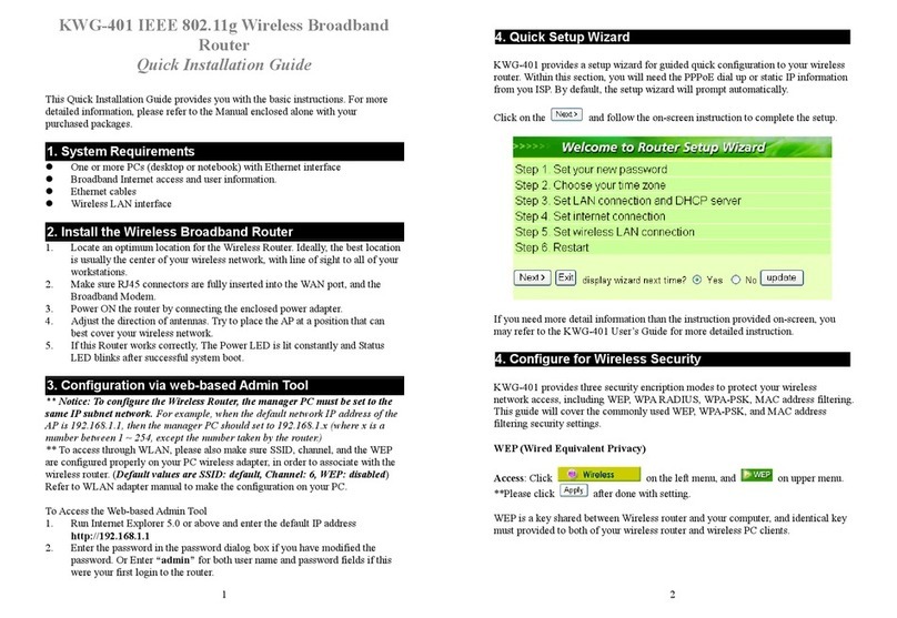 KTI Networks KWG-401 User manual