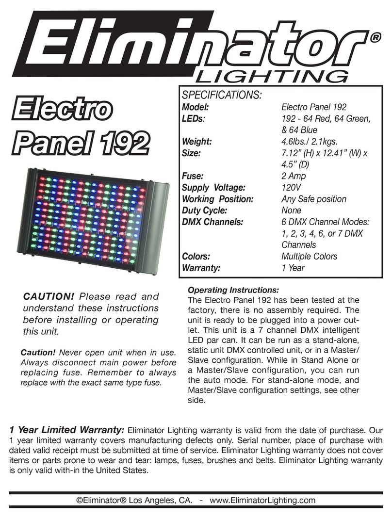 Eliminator Lighting Electro Panel 192 user guide