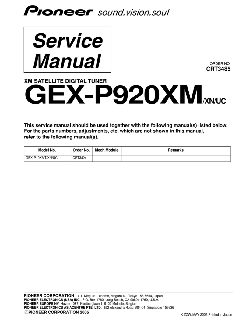 Pioneer GEX-P920XM - XM Radio Tuner User manual Pioneer GEX-P920XM - XM Radio Tuner User manual
