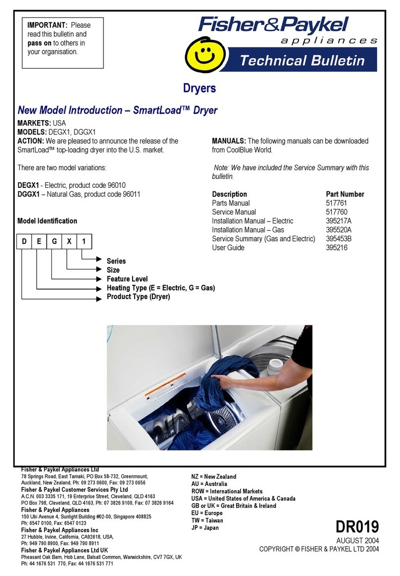 Fisher & Paykel Smartload DGGX1 Service manual