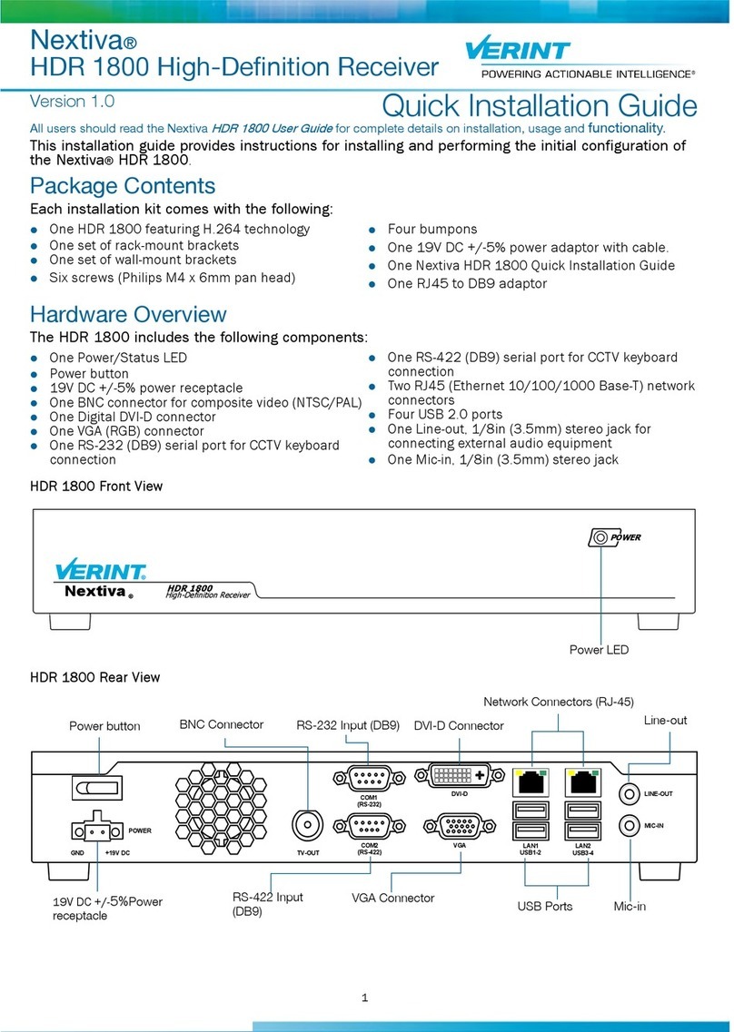 Nextiva HDR 1800 Quick installation guide