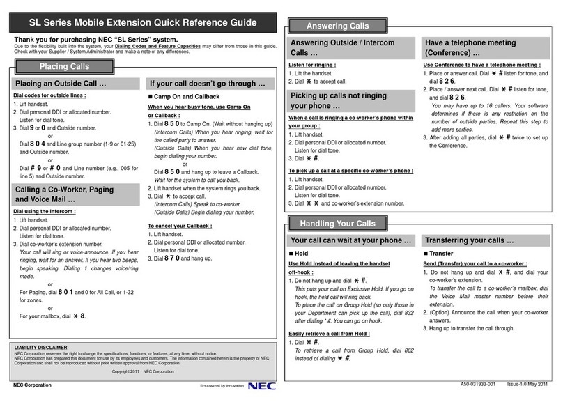 NEC SL Series User manual
