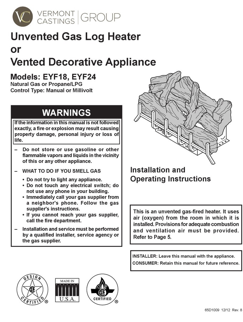 Vermont Castings EYF18 Installation and operating instructions Vermont Castings EYF18 Installation and operating instructions