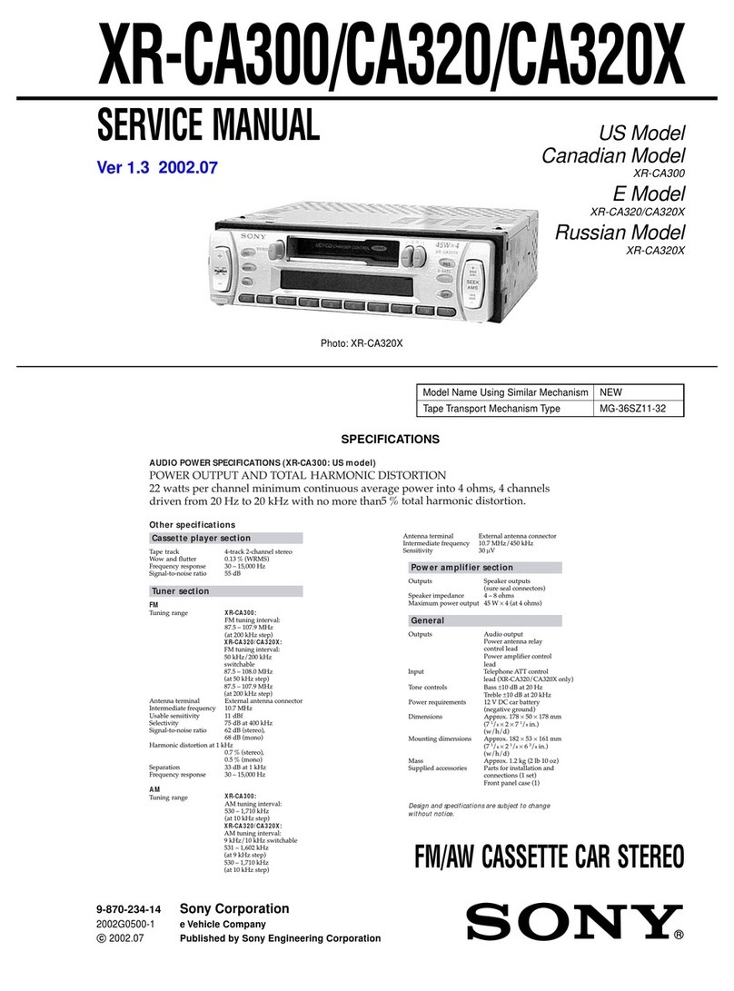 Sony XR-CA300 - Fm-am Cassette Car Stereo User manual
