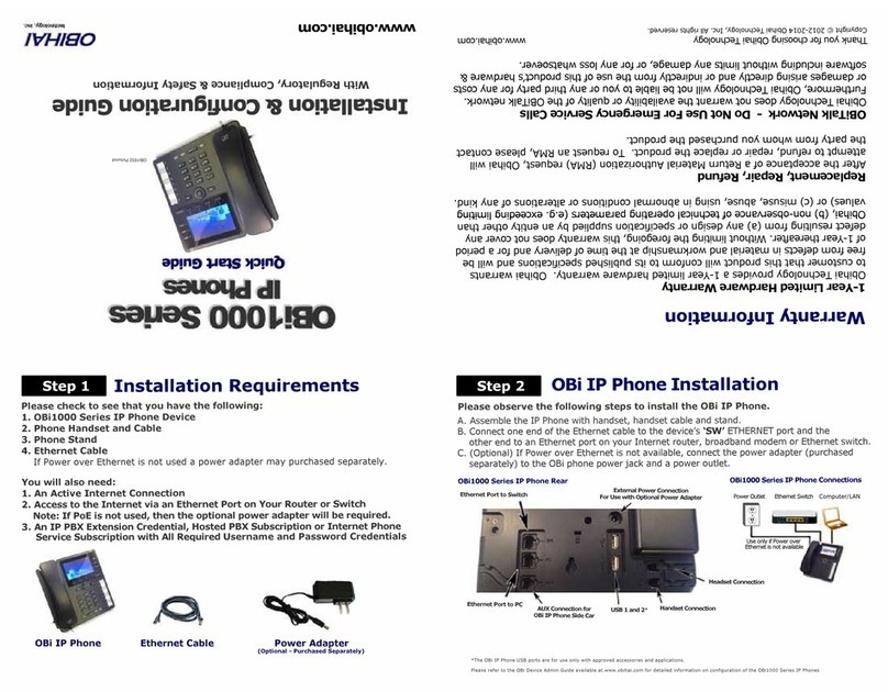Obihai OBi1000 Seires quick start guide