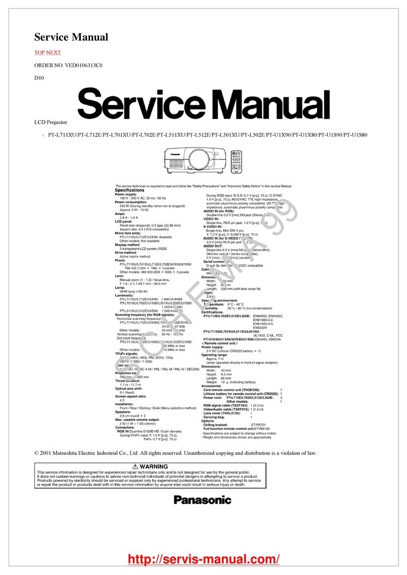 Panasonic PTL711XU - LCD PROJECTOR User manual