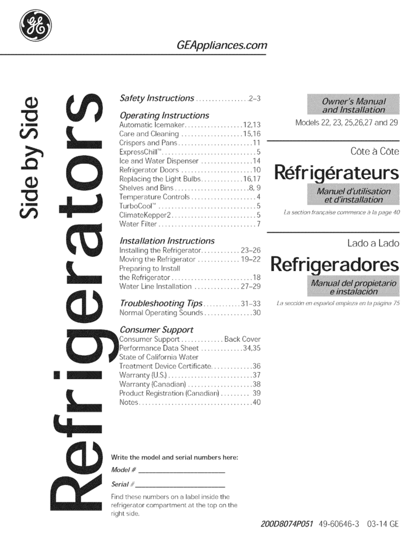 GE SIDE-BY-SIDE REFRIRATOR 22 Safety guide