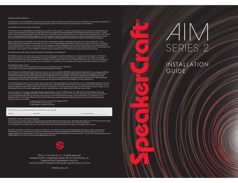 SpeakerCraft AIM SERIES 2 installation guide SpeakerCraft AIM SERIES 2 installation guide