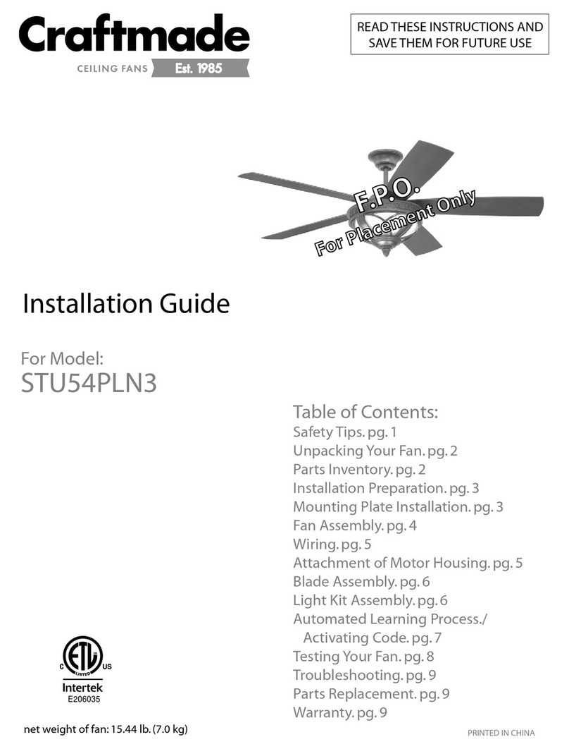 Craftmade STU54PLN3 installation guide