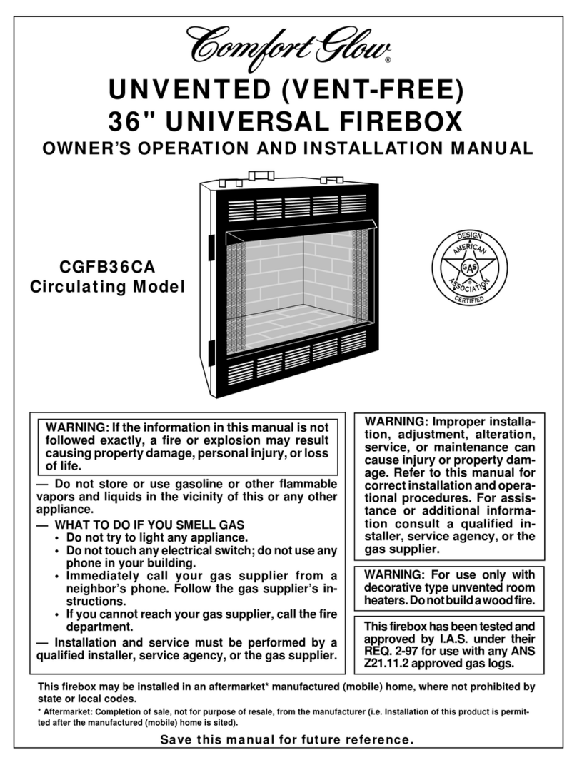 Comfort Glow CGFB36CA Quick start guide