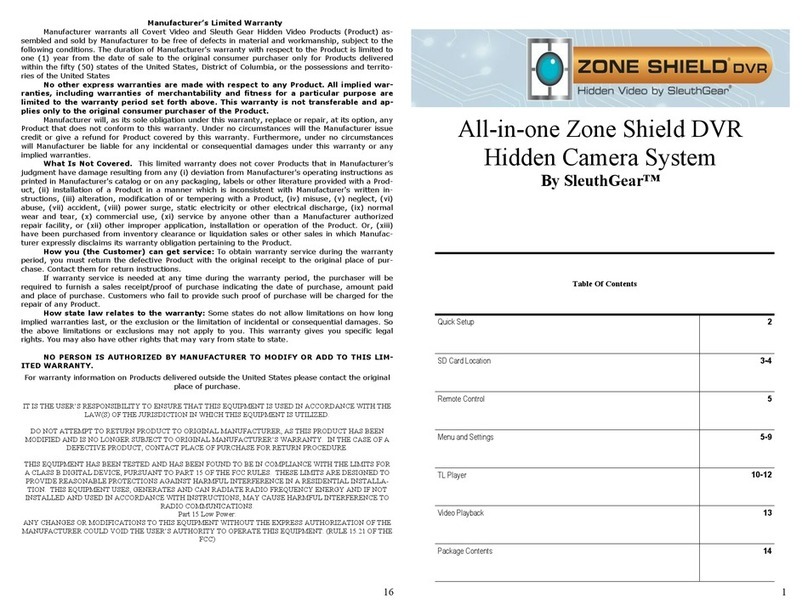 SleuthGear All-in-one Zone Shield DVR manual