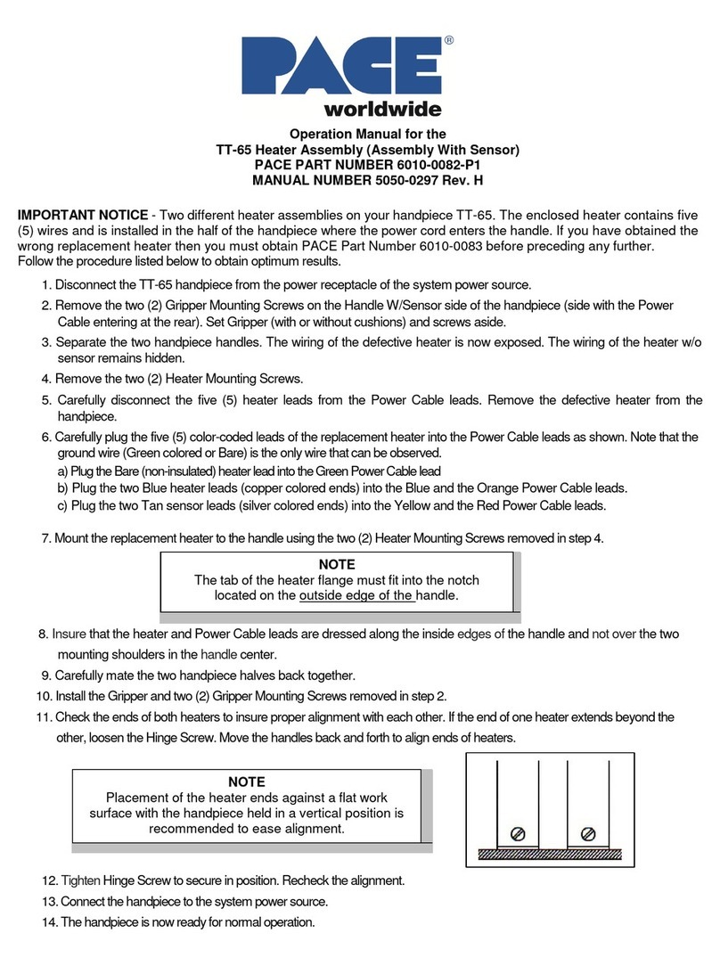 Pace ThermoTweez Handpiece TT-65 Operation manual