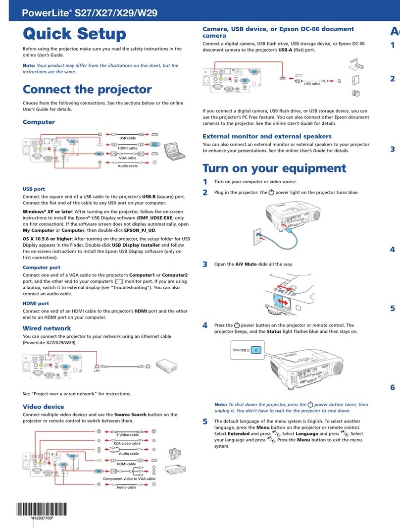 Epson PowerLite S27 Specification sheet