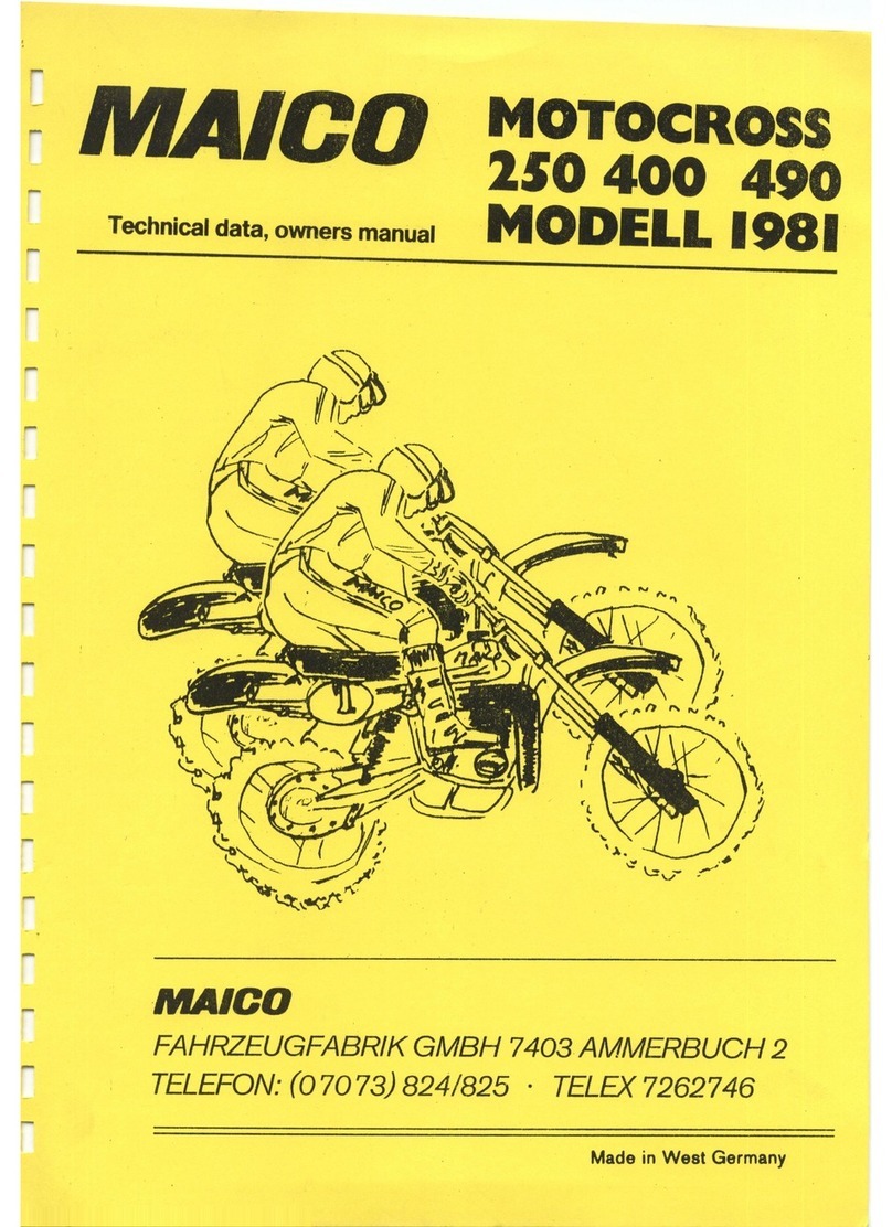 Maico Motocross 250 Technical data, owner's manual