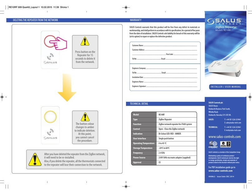Salus RE10RF Installer's/user's manual