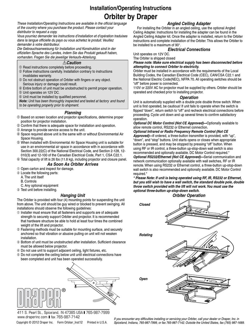 Draper Orbiter Installation & operating instructions