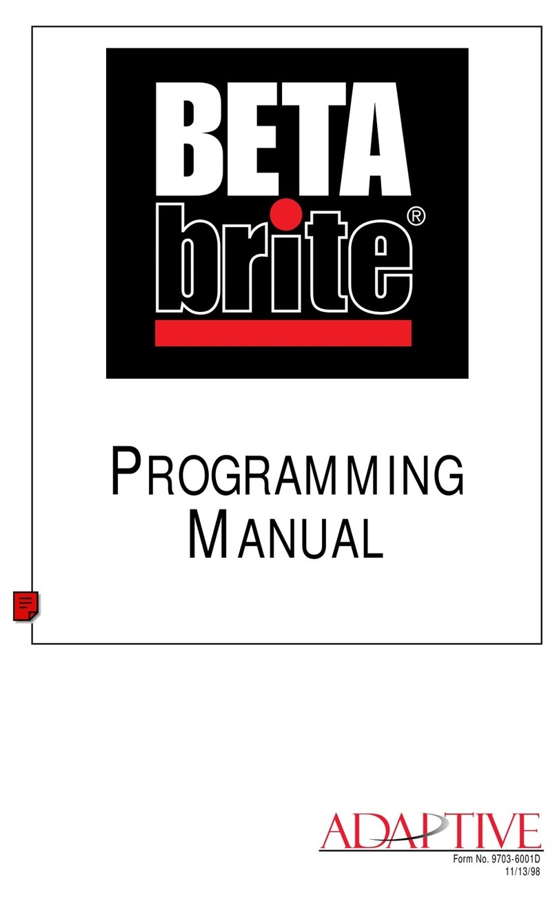 Adaptive Micro Systems Beta Brite Programming manual