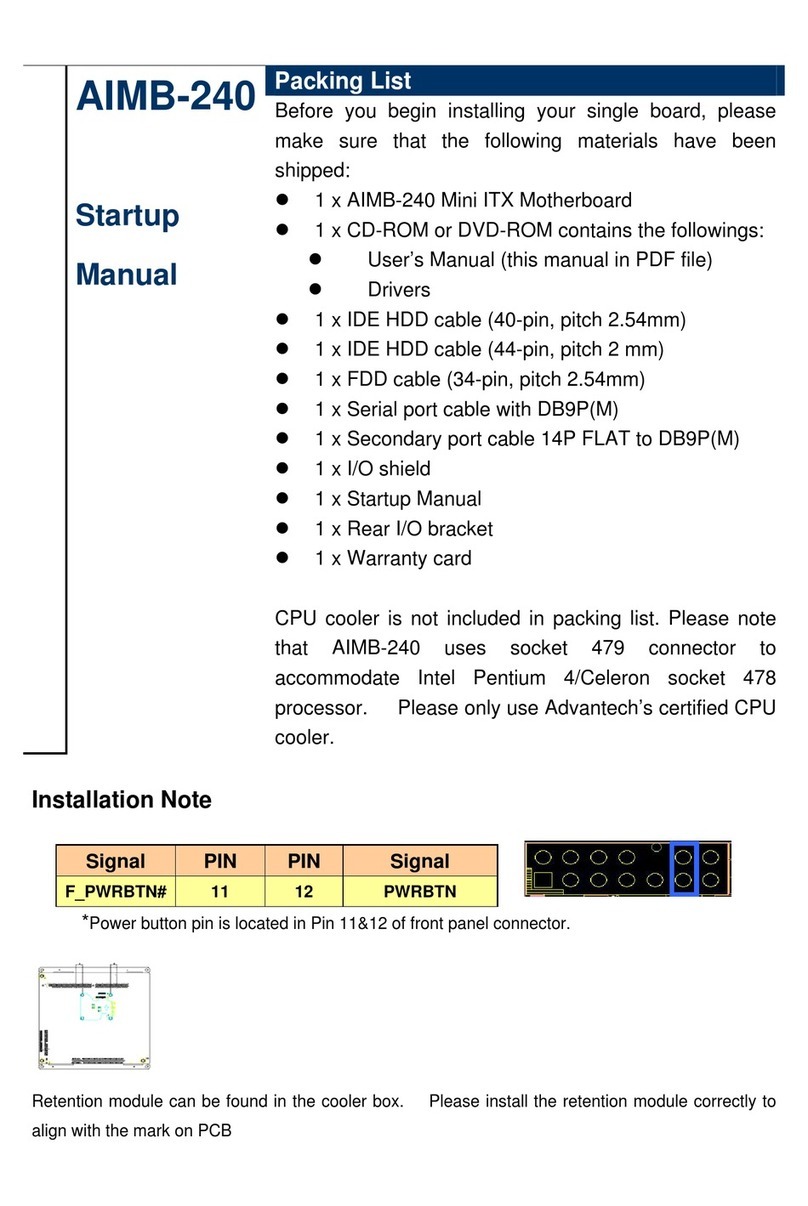 Advantech AIMB-240 Series Startup manual