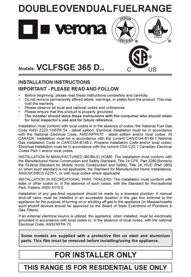 Verona VCLFSGG 365 D Series installation instructions Verona VCLFSGG 365 D Series installation instructions