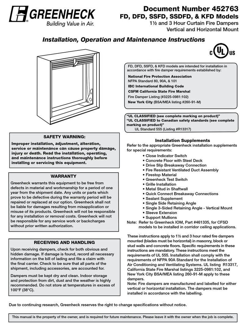 Greenheck FD Series Installation, operation and maintenance instructions Greenheck FD Series Installation, operation and maintenance instructions