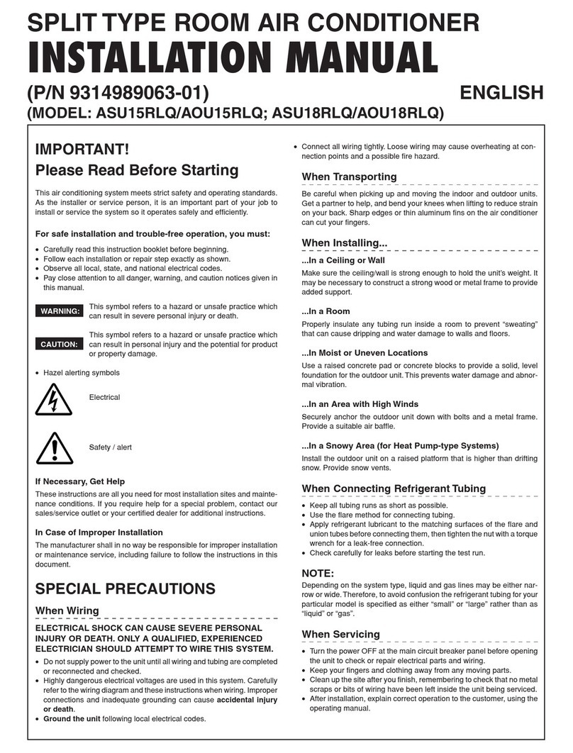 Fujitsu ASU15RLQ/AOU15RLQ User manual