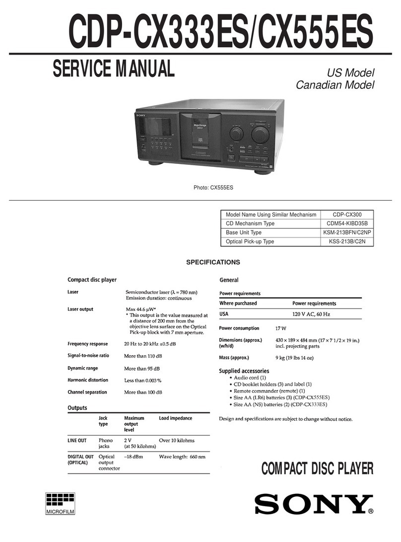 Sony CDP-CX333ES - Es 300 Disc Cd Changer Service manual