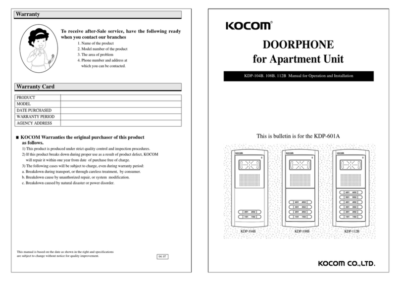 KOCOM KDP-104B Manual for operation and installation