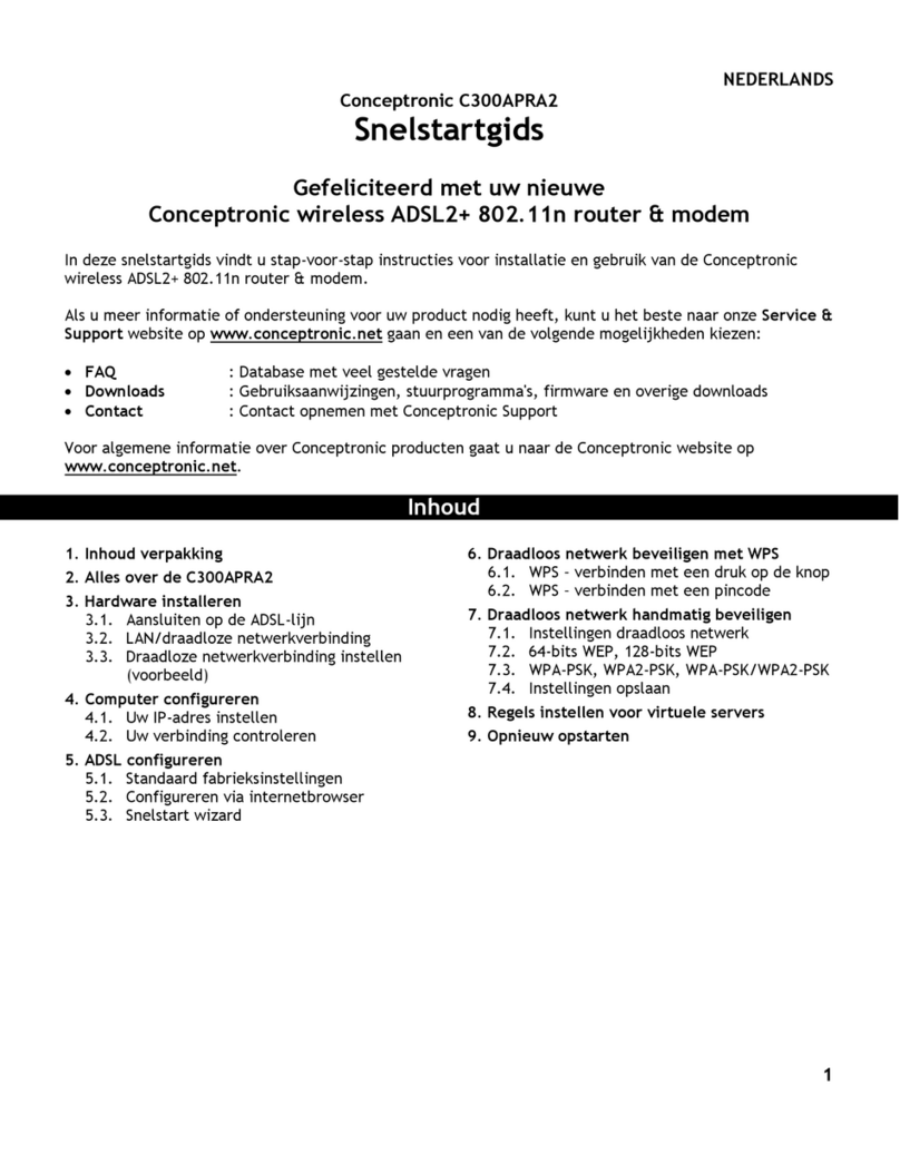 Conceptronic C300APRA2 Quick installation guide Conceptronic C300APRA2 Quick installation guide