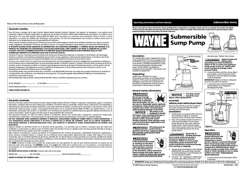 Wayne ESP15 Operating instructions and parts manual