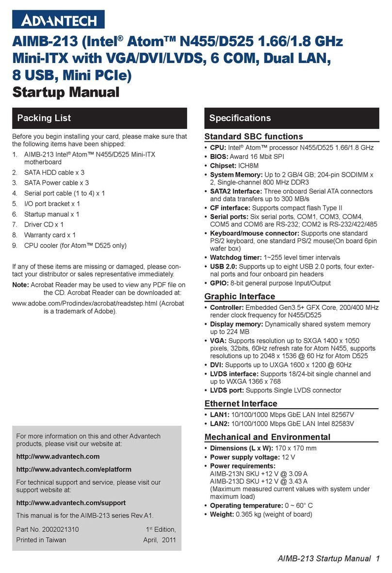 Advantech AIMB-213 Startup manual