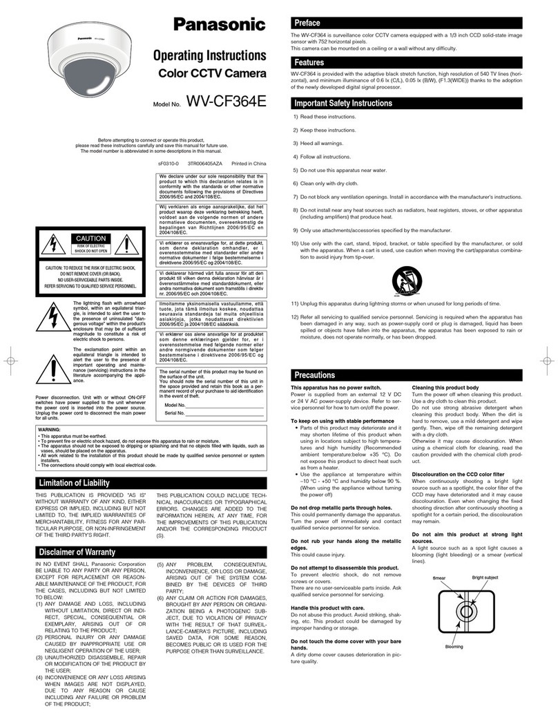 Panasonic WV-CF364E User manual